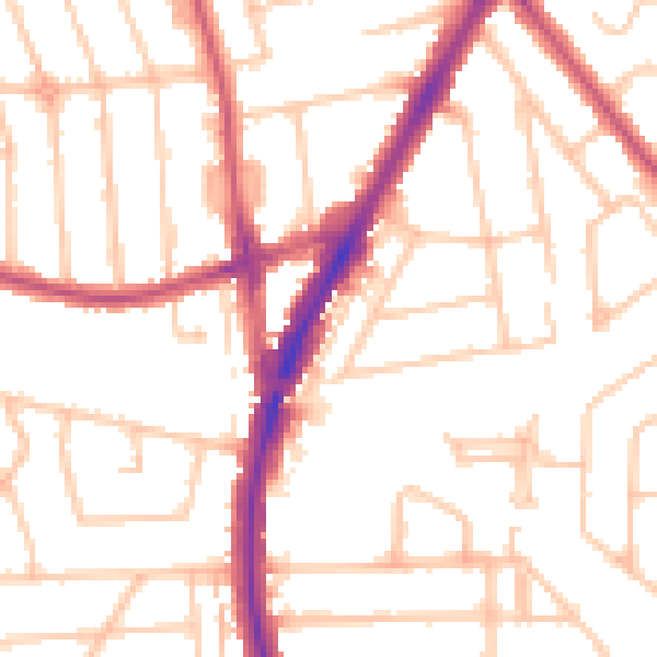 Daytime road noise heatmap for HA2 7BL