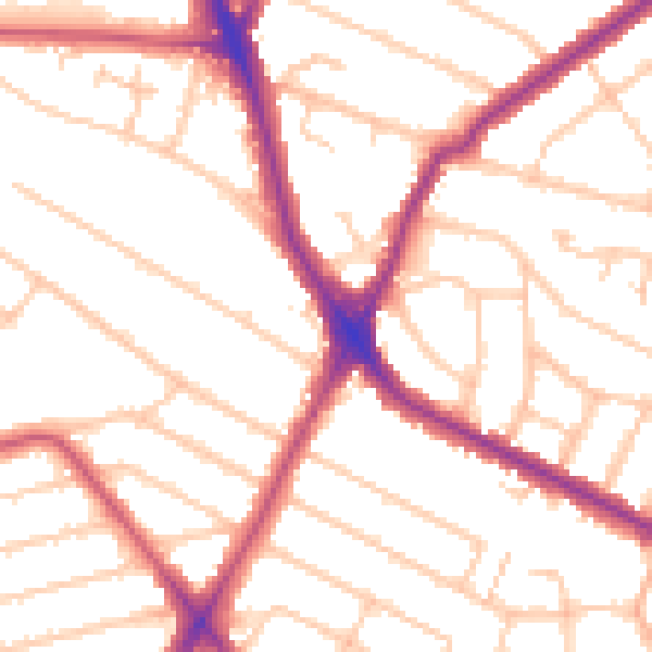 Daytime road noise heatmap for HA2 7SY