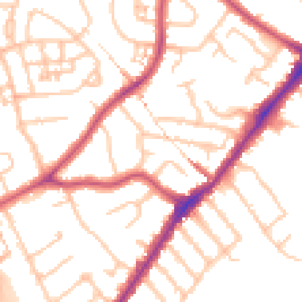 Daytime road noise heatmap for HA2 8DN