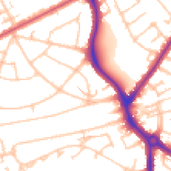Daytime road noise heatmap for HA2 8TF