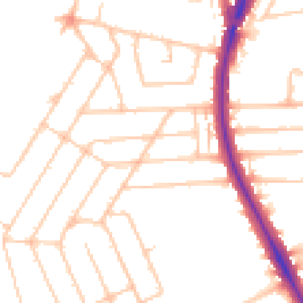 Daytime road noise heatmap for HA2 9JS