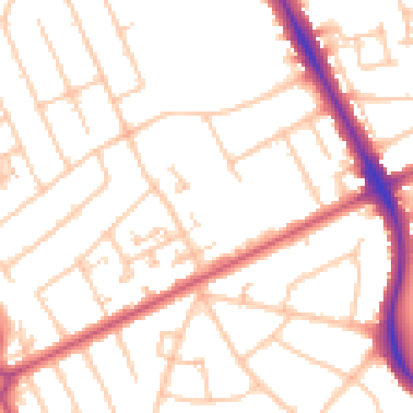 Daytime road noise heatmap for HA2 9JY