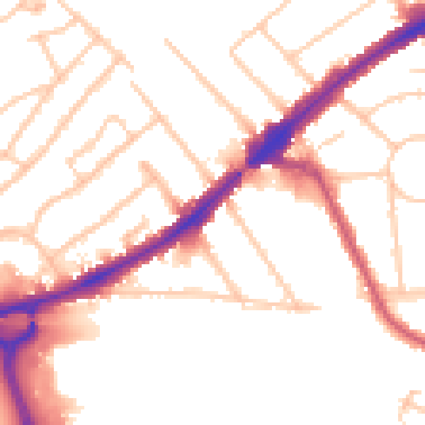 Daytime road noise heatmap for HA3 0AN
