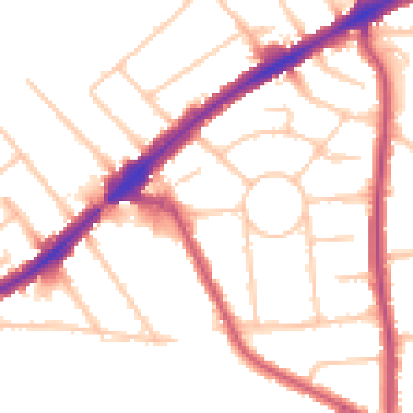 Daytime road noise heatmap for HA3 0BN