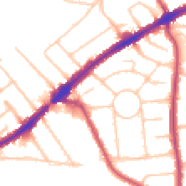 Daytime road noise heatmap for HA3 0BP