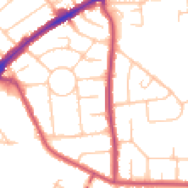 Daytime road noise heatmap for HA3 0EA