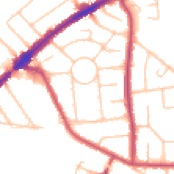 Daytime road noise heatmap for HA3 0EE