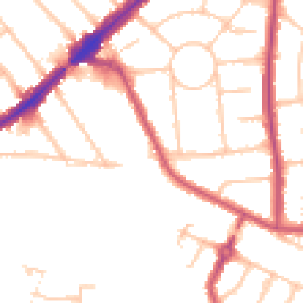Daytime road noise heatmap for HA3 0LH