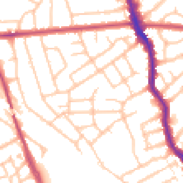Daytime road noise heatmap for HA3 5HX