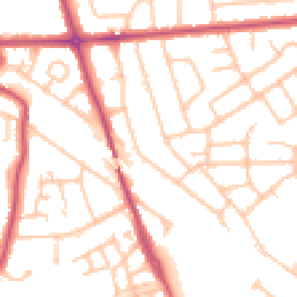 Daytime road noise heatmap for HA3 5LX
