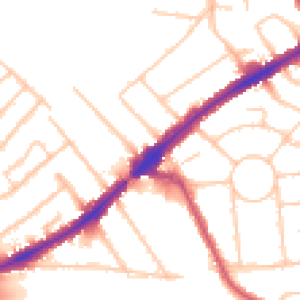 Daytime road noise heatmap for HA3 8AZ