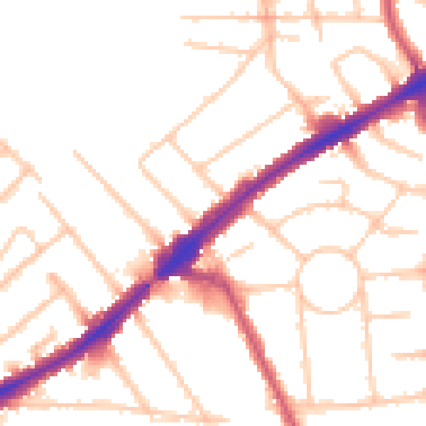 Daytime road noise heatmap for HA3 8BL