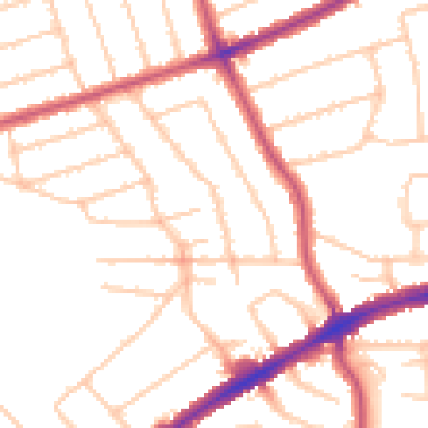 Daytime road noise heatmap for HA3 8HX