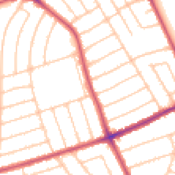 Daytime road noise heatmap for HA3 8RP