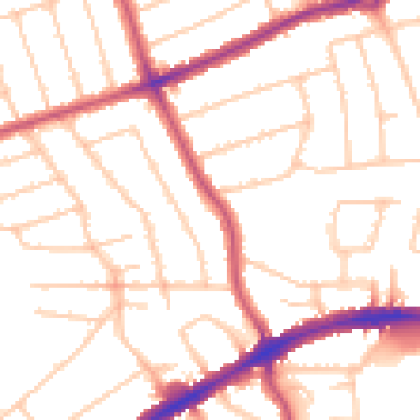 Daytime road noise heatmap for HA3 8UQ