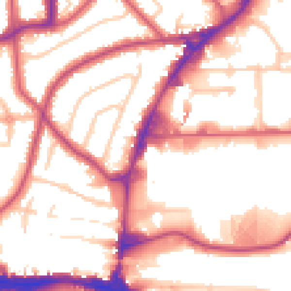 Daytime road noise heatmap for HA9 0AB