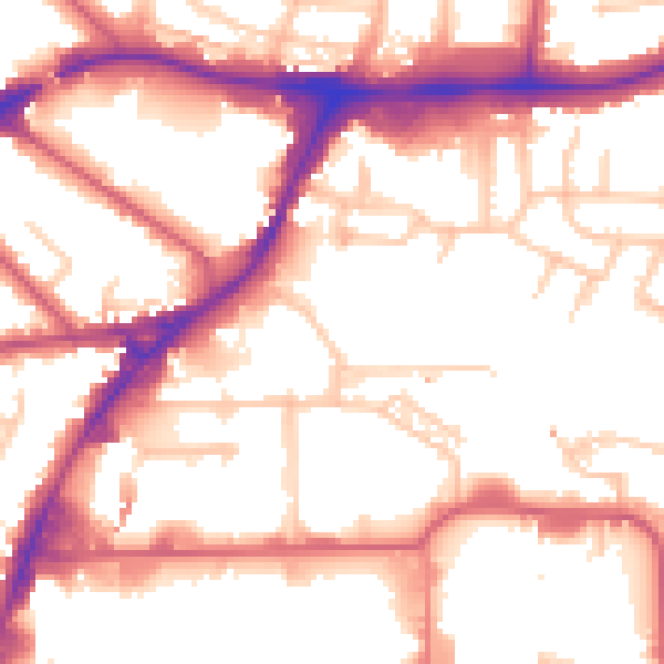 Daytime road noise heatmap for HA9 0AD