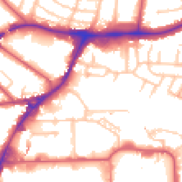 Daytime road noise heatmap for HA9 0AE