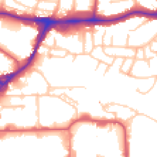 Daytime road noise heatmap for HA9 0AL