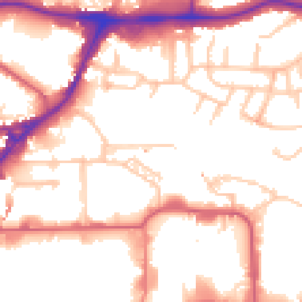 Daytime road noise heatmap for HA9 0AR