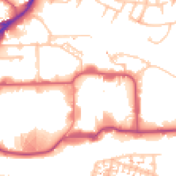 Daytime road noise heatmap for HA9 0BA