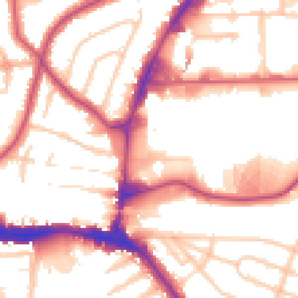 Daytime road noise heatmap for HA9 0BB