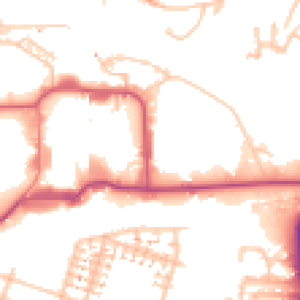 Daytime road noise heatmap for HA9 0BF