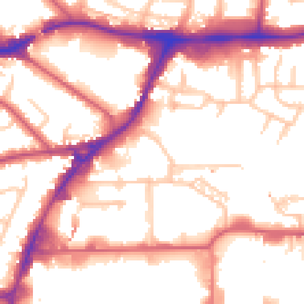 Daytime road noise heatmap for HA9 0BT