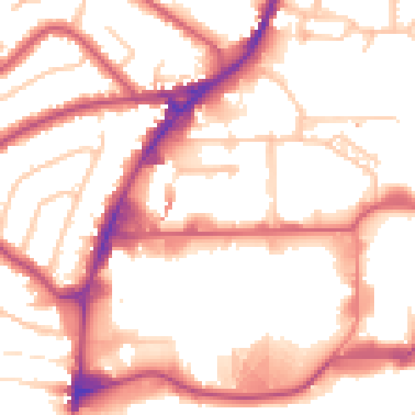 Daytime road noise heatmap for HA9 0FA