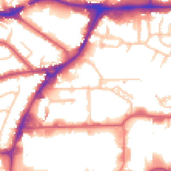 Daytime road noise heatmap for HA9 0FG