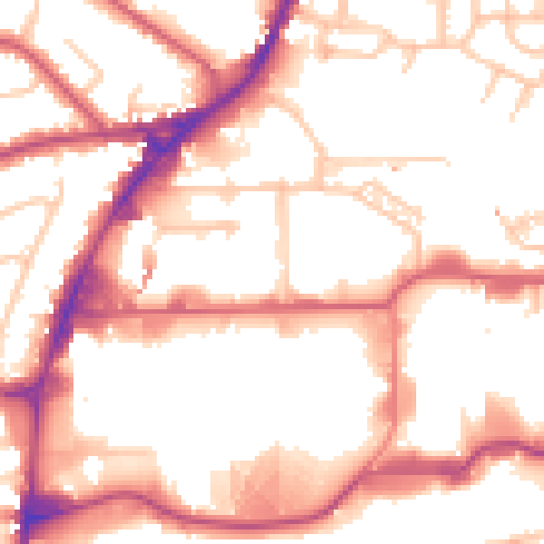 Daytime road noise heatmap for HA9 0FR