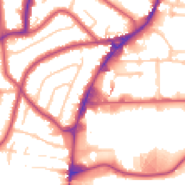 Daytime road noise heatmap for HA9 0FY