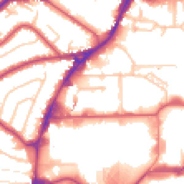 Daytime road noise heatmap for HA9 0QG