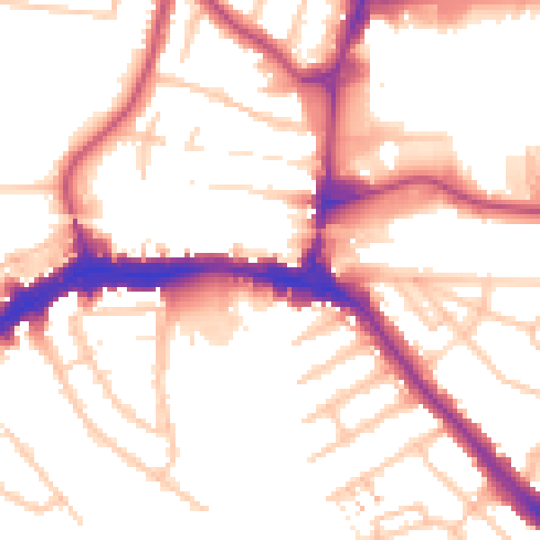 Daytime road noise heatmap for HA9 6AZ