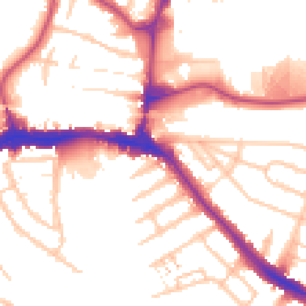 Daytime road noise heatmap for HA9 6BA