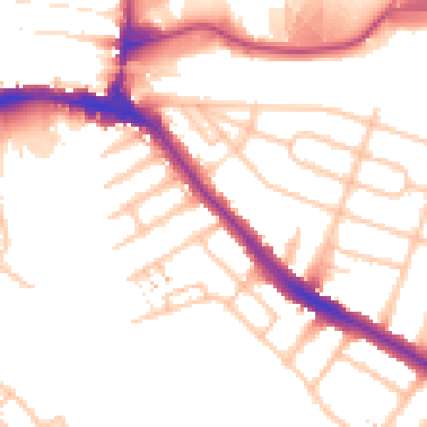 Daytime road noise heatmap for HA9 6DX