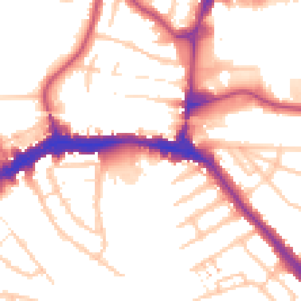 Daytime road noise heatmap for HA9 6ES