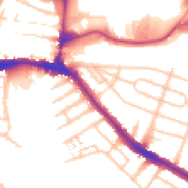 Daytime road noise heatmap for HA9 6LN