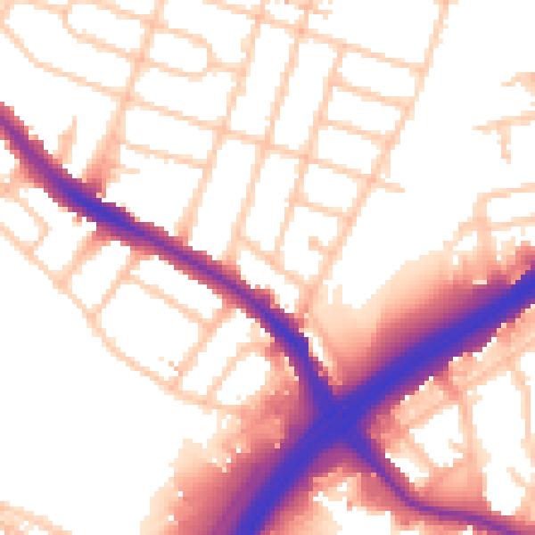 Daytime road noise heatmap for HA9 6NX