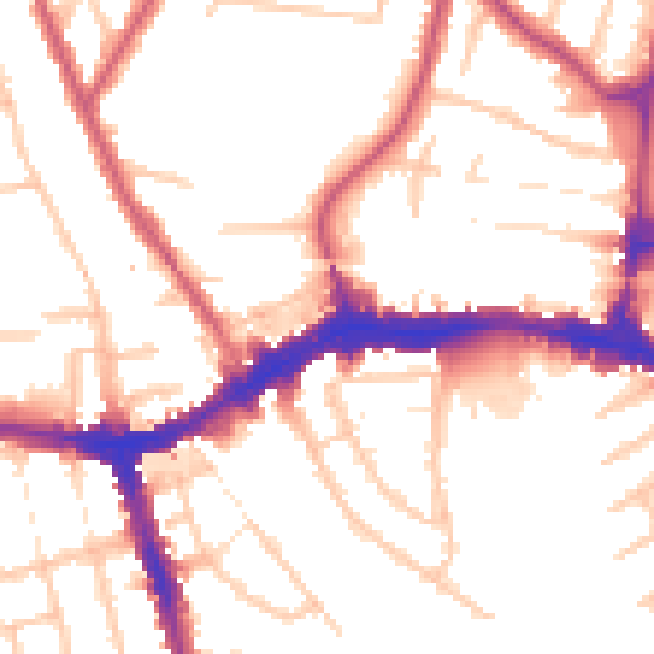 Daytime road noise heatmap for HA9 7AY