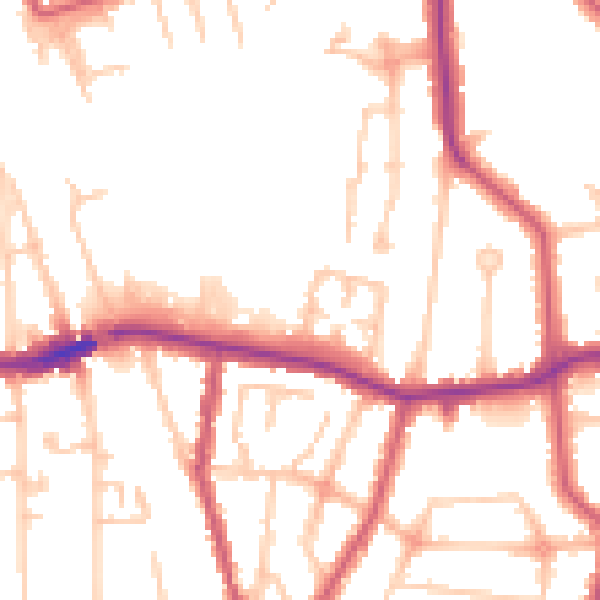 Daytime road noise heatmap for HA9 7HA