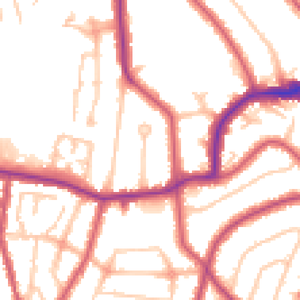 Daytime road noise heatmap for HA9 7NP