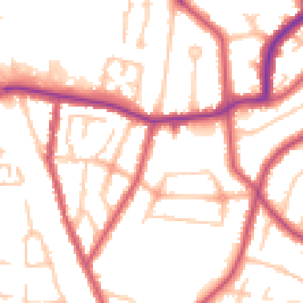 Daytime road noise heatmap for HA9 7QH