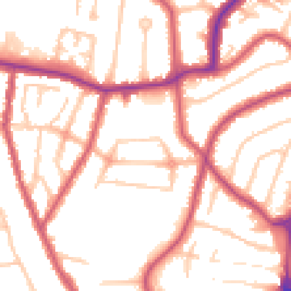 Daytime road noise heatmap for HA9 7QX