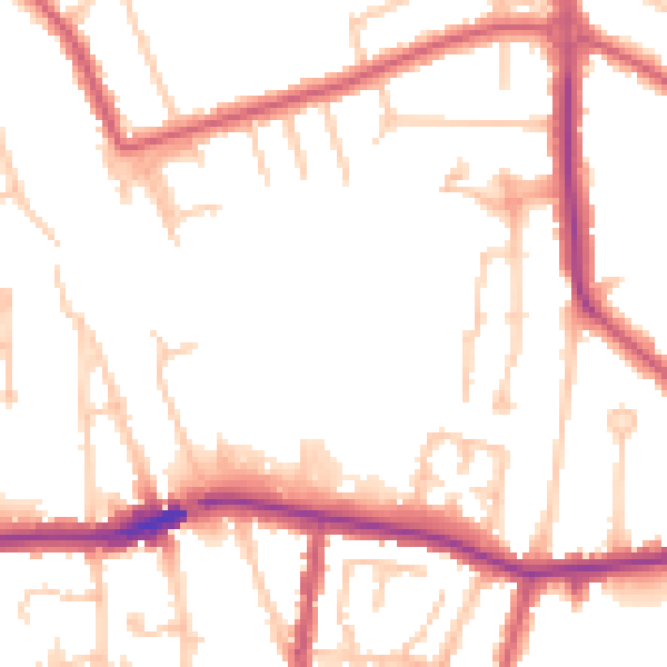 Daytime road noise heatmap for HA9 7RB