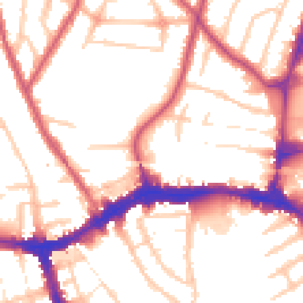 Daytime road noise heatmap for HA9 7SQ