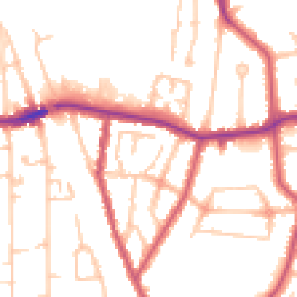 Daytime road noise heatmap for HA9 7TS