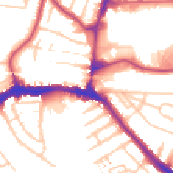 Daytime road noise heatmap for HA9 8AF
