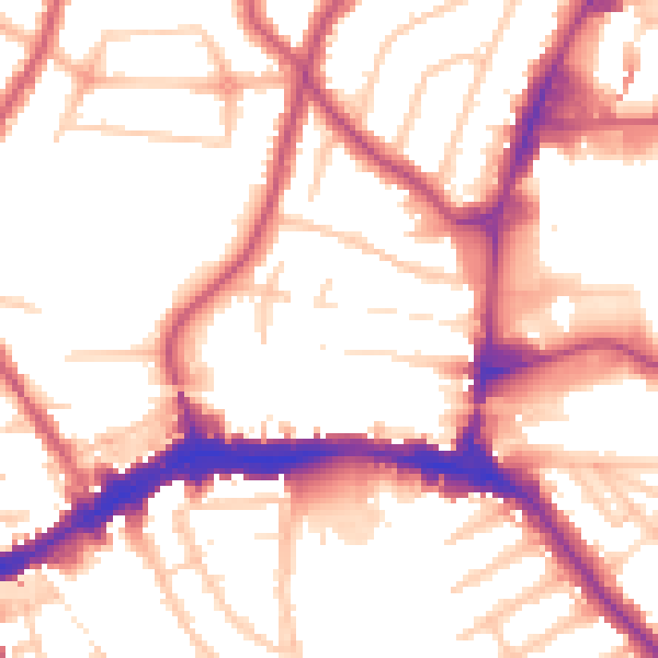 Daytime road noise heatmap for HA9 8AZ