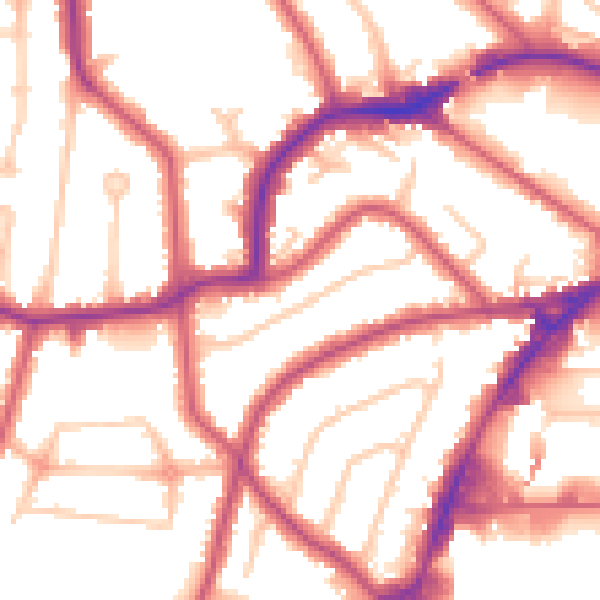 Daytime road noise heatmap for HA9 8ER